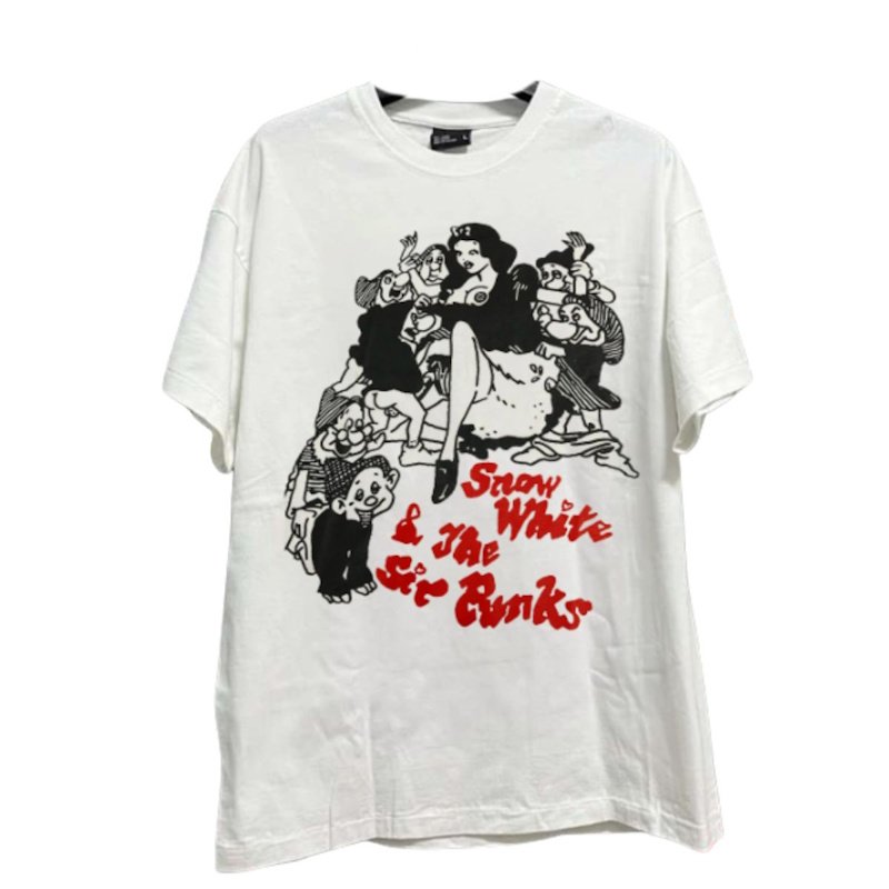 画像1: Snow White punk parody print Short-Sleeve T-Shirt  ユニセックス 男女兼用 白雪姫スノーホワイトパンクパロディープリント半袖Tシャツ (1)