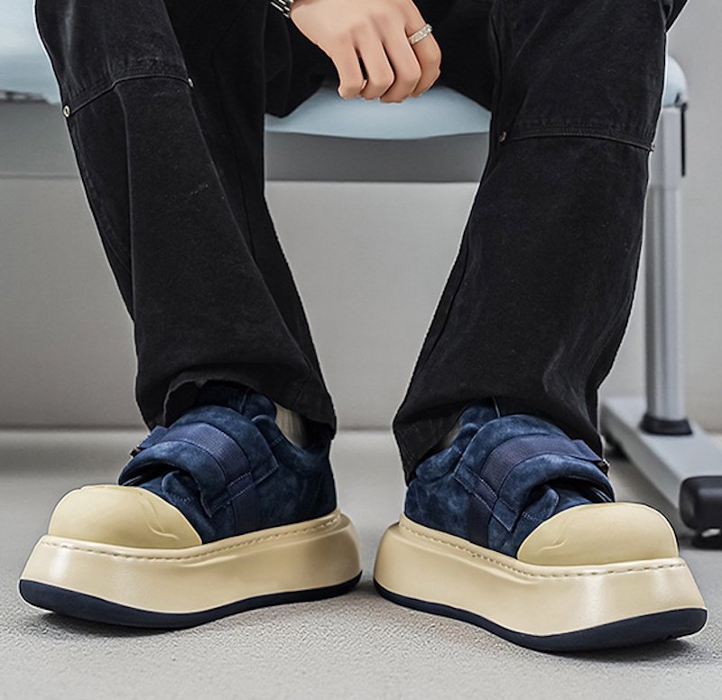 画像6: Men's Air-Cushioned Platform Sneakers Shoes　ユニセックス 男女兼用エアークッションベルト厚底プラットフォームレザースニーカーシューズ (6)