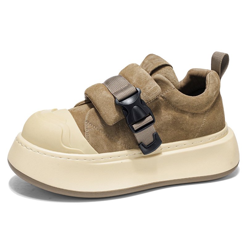 画像1: Men's Air-Cushioned Platform Sneakers Shoes　ユニセックス 男女兼用エアークッションベルト厚底プラットフォームレザースニーカーシューズ (1)