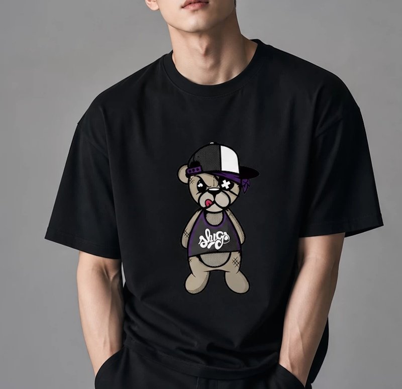 画像3: Violent Baby Bear Short-Sleeve  T-Shirt ユニセックス 男女兼用小熊ベビーベアプリント半袖Tシャツ (3)