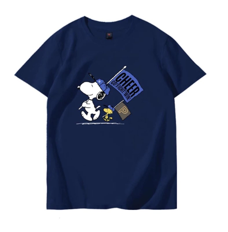 画像5: Snoopy & Woodstock x CHEEER Flag Short-Sleeve  T-Shirt ユニセックス 男女兼用スヌーピー＆ウッドストック×チアフラッグプリント半袖Tシャツ (5)