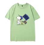 画像9: Snoopy & Woodstock x CHEEER Flag Short-Sleeve  T-Shirt ユニセックス 男女兼用スヌーピー＆ウッドストック×チアフラッグプリント半袖Tシャツ (9)