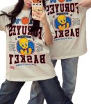 画像2: Tweety x Basketball Print Short-Sleeve T-Shirt  ユニセックス 男女兼用 トゥイーティー×バスケットボールプリント半袖Tシャツ (2)
