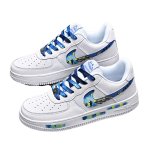 画像2: Starry Sky Swoosh Leather Lace-Up Sneakers Shoes　ユニセックス 男女兼用スターリースカイスウォッシュレースアップレザースニーカーシューズ (2)