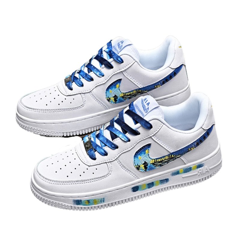画像2: Starry Sky Swoosh Leather Lace-Up Sneakers Shoes　ユニセックス 男女兼用スターリースカイスウォッシュレースアップレザースニーカーシューズ (2)