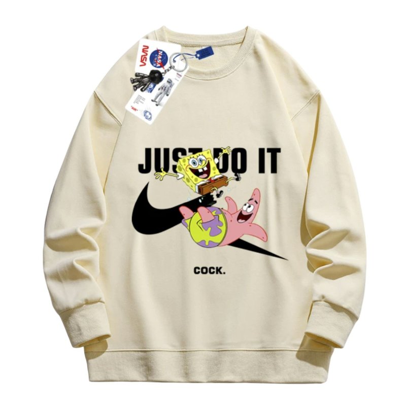 画像1: Brokne JUST DO IT Later × Spongebob & Patrick print Sweat shirt ユニセックス 男女兼用 JUST DO IT Later スポンジボブ ＆ パトリック ブロークン スウォッシュプリント トレーナー (1)