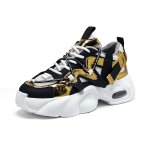 画像1: Platform color-block dad lace-up sneakers Shoes　ユニセックス 男女兼用エアークッションカラーブロック厚底プラットフォームスニーカーシューズ (1)