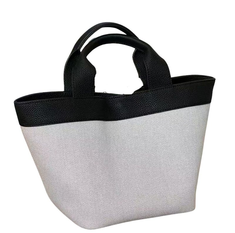 画像1: Canvas & Leather Handle Tote Bag　 キャンバス＆レザーハンドル トートバッグハンドバッグ (1)