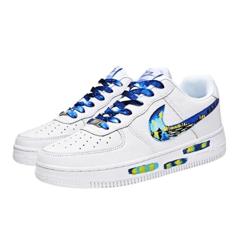 画像4: Starry Sky Swoosh Leather Lace-Up Sneakers Shoes　ユニセックス 男女兼用スターリースカイスウォッシュレースアップレザースニーカーシューズ (4)