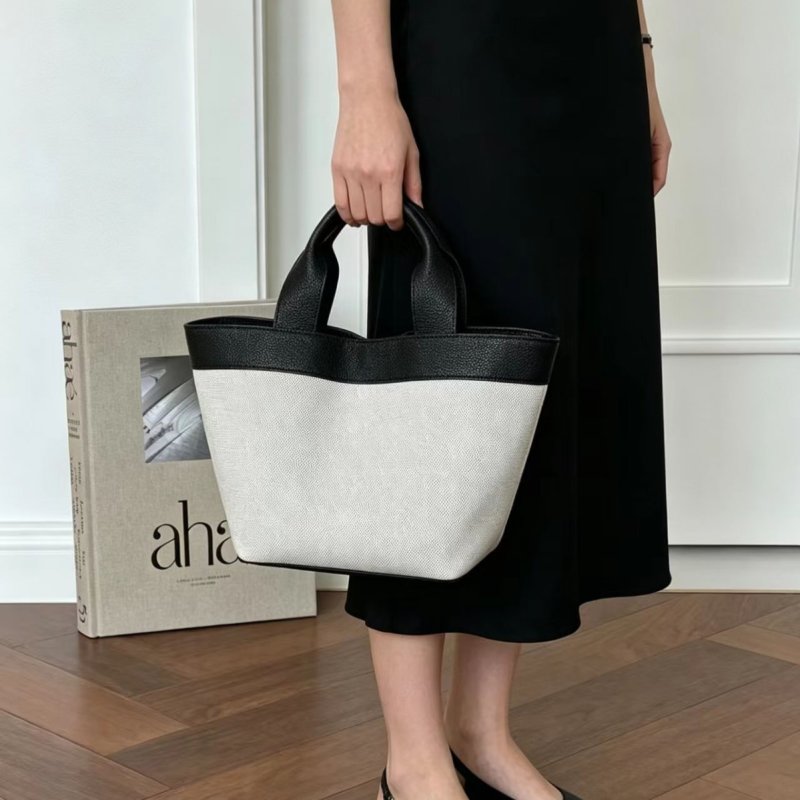 画像3: Canvas & Leather Handle Tote Bag　 キャンバス＆レザーハンドル トートバッグハンドバッグ (3)