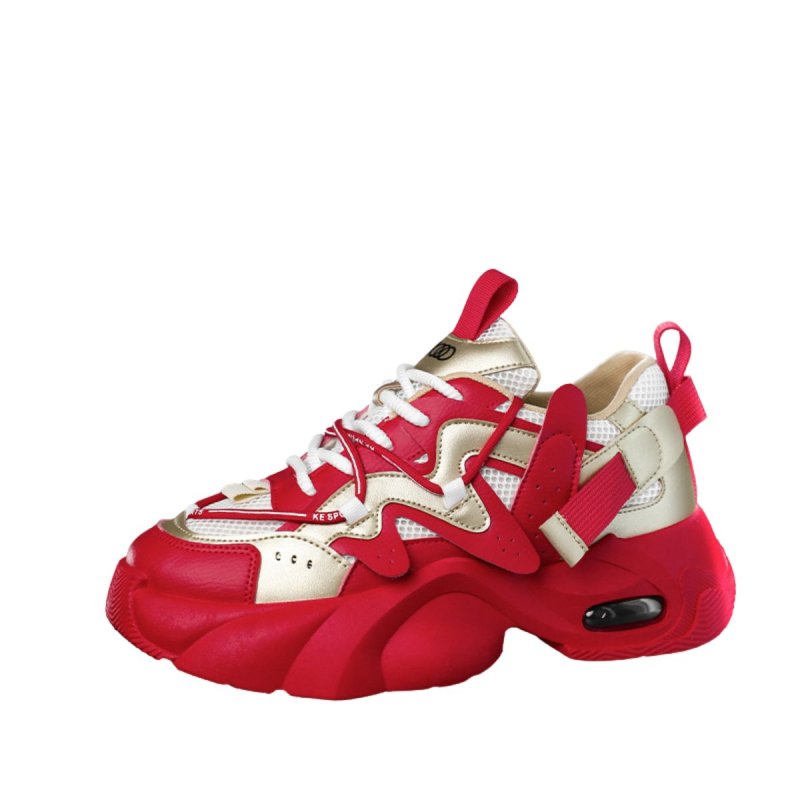 画像2: Platform color-block dad lace-up sneakers Shoes　ユニセックス 男女兼用エアークッションカラーブロック厚底プラットフォームスニーカーシューズ (2)