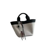 画像2: Canvas & Leather Handle Tote Bag　 キャンバス＆レザーハンドル トートバッグハンドバッグ (2)