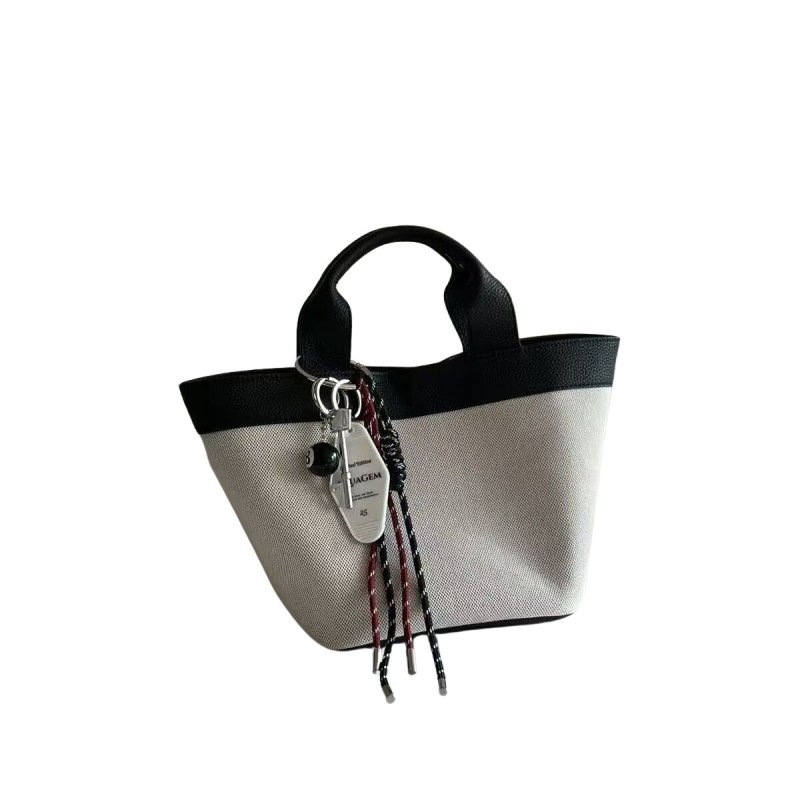 画像2: Canvas & Leather Handle Tote Bag　 キャンバス＆レザーハンドル トートバッグハンドバッグ (2)