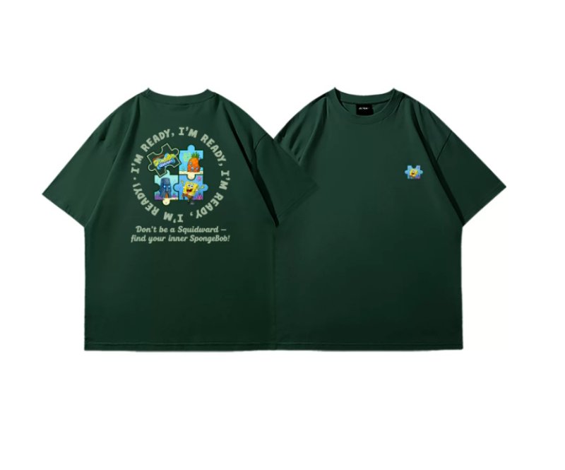 画像6: SpongeBob jigsaw puzzle Short-Sleeve  T-Shirt  ユニセックス 男女兼用スポンジボブジグソーパズルプリント半袖Tシャツ (6)