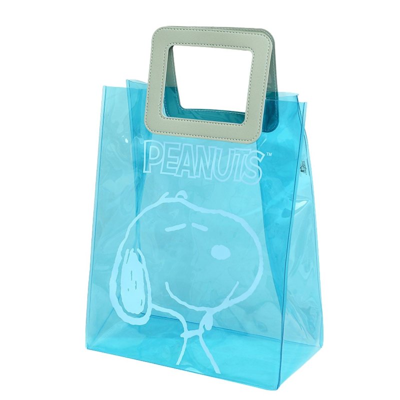 画像1: Snoopy PVC Transparent Tote Shopping Eco Bag スヌーピー透明ブルートートショッピングエコバッグ (1)