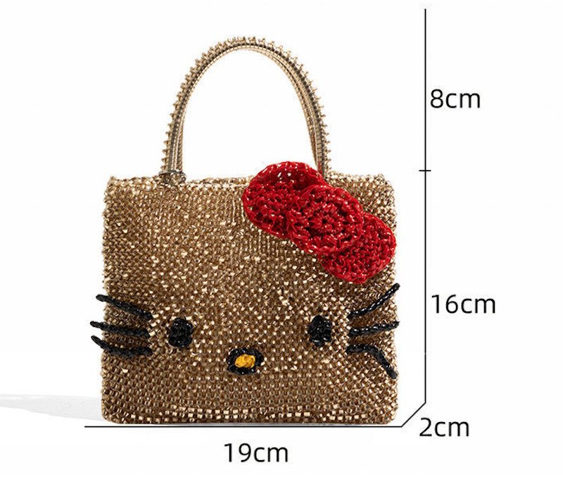 画像11: Kitty PVC Knit Square Tote Shoulder Crossbody Mini Bag　 キティーＰＶＣ編みスクエアトートショルダー クロスボディミニバッグ (11)