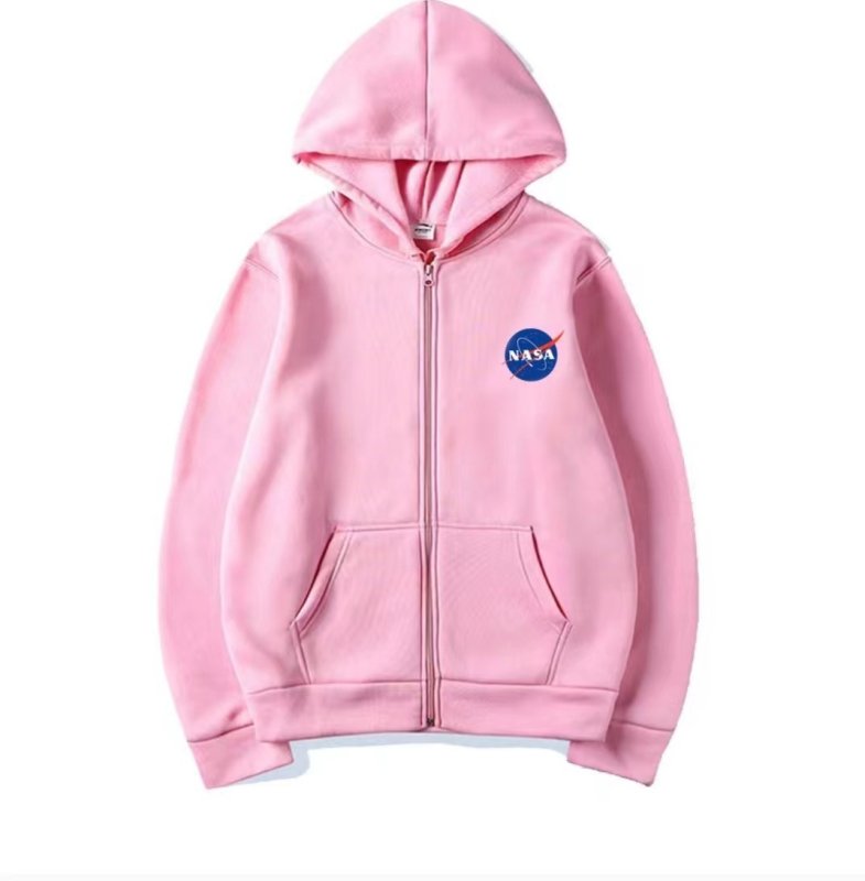 画像2: NASA logo zip-up hoodie Hoodie Sweatshirt ユニセックス男女兼用 ナサプリントジップアップスウェットパーカー トレーナー  (2)