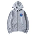 画像1: NASA logo zip-up hoodie Hoodie Sweatshirt ユニセックス男女兼用 ナサプリントジップアップスウェットパーカー トレーナー  (1)
