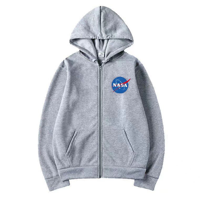 画像1: NASA logo zip-up hoodie Hoodie Sweatshirt ユニセックス男女兼用 ナサプリントジップアップスウェットパーカー トレーナー  (1)