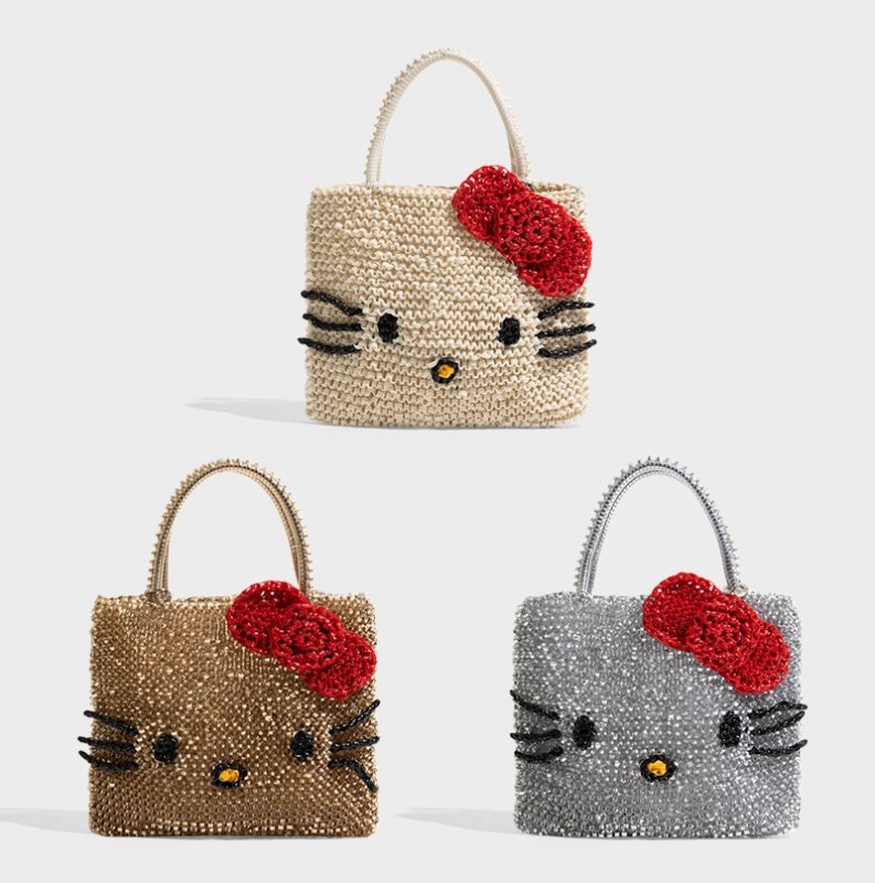 画像10: Kitty PVC Knit Square Tote Shoulder Crossbody Mini Bag　 キティーＰＶＣ編みスクエアトートショルダー クロスボディミニバッグ (10)
