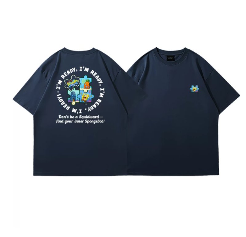 画像8: SpongeBob jigsaw puzzle Short-Sleeve  T-Shirt  ユニセックス 男女兼用スポンジボブジグソーパズルプリント半袖Tシャツ (8)