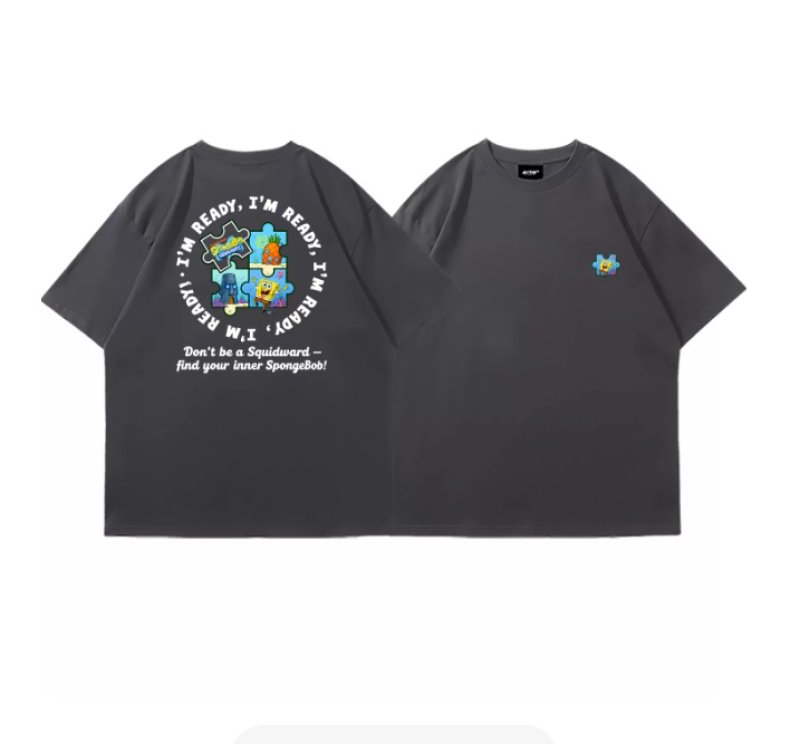 画像4: SpongeBob jigsaw puzzle Short-Sleeve  T-Shirt  ユニセックス 男女兼用スポンジボブジグソーパズルプリント半袖Tシャツ (4)