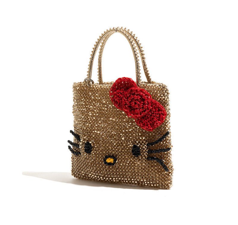 画像5: Kitty PVC Knit Square Tote Shoulder Crossbody Mini Bag　 キティーＰＶＣ編みスクエアトートショルダー クロスボディミニバッグ (5)