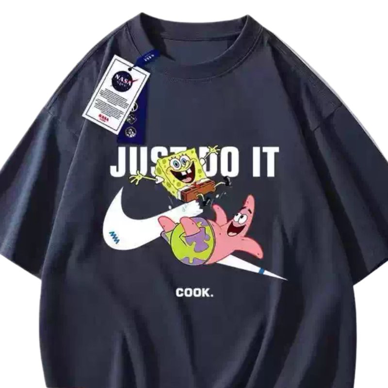 画像5: JUST DO IT Later × Spongebob & Patrick printT-shirt　ユニセックス 男女兼用JUST DO IT Later スポンジボブ＆パトリックブロークンスウォッシュプリントTシャツ (5)