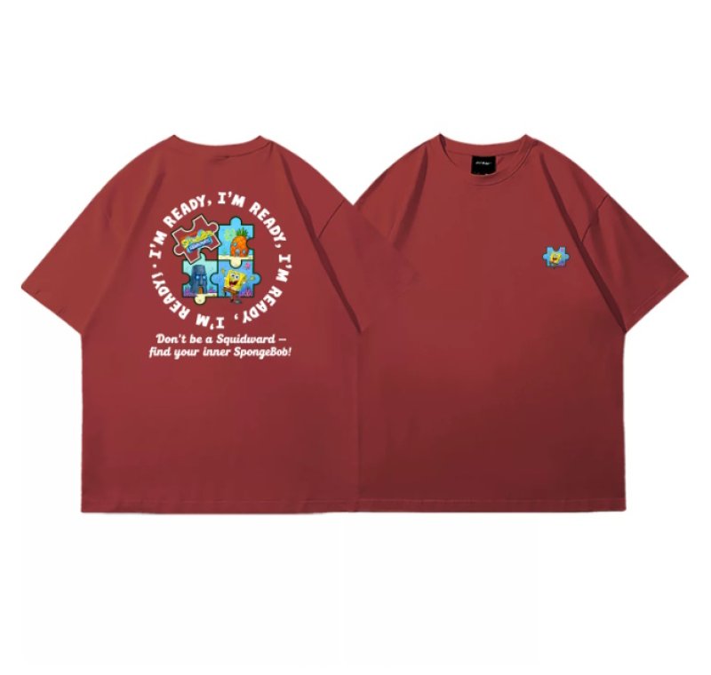 画像7: SpongeBob jigsaw puzzle Short-Sleeve  T-Shirt  ユニセックス 男女兼用スポンジボブジグソーパズルプリント半袖Tシャツ (7)