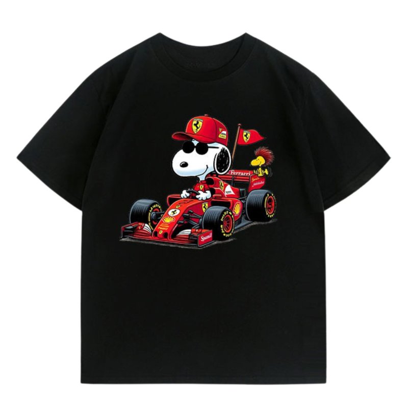 画像2: Snoopy x F1 racing car round neck short sleeve T-shirt  ユニセックス 男女兼用 スヌーピー× F1 レーシングカー プリントラウンドネック Tシャツ (2)