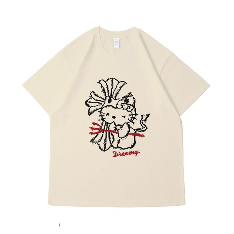 画像3: Hello Kitty x Cross Print round neck short sleeve T-shirt  ユニセックス 男女兼用 キティー×クロス プリントラウンドネック Tシャツ (3)