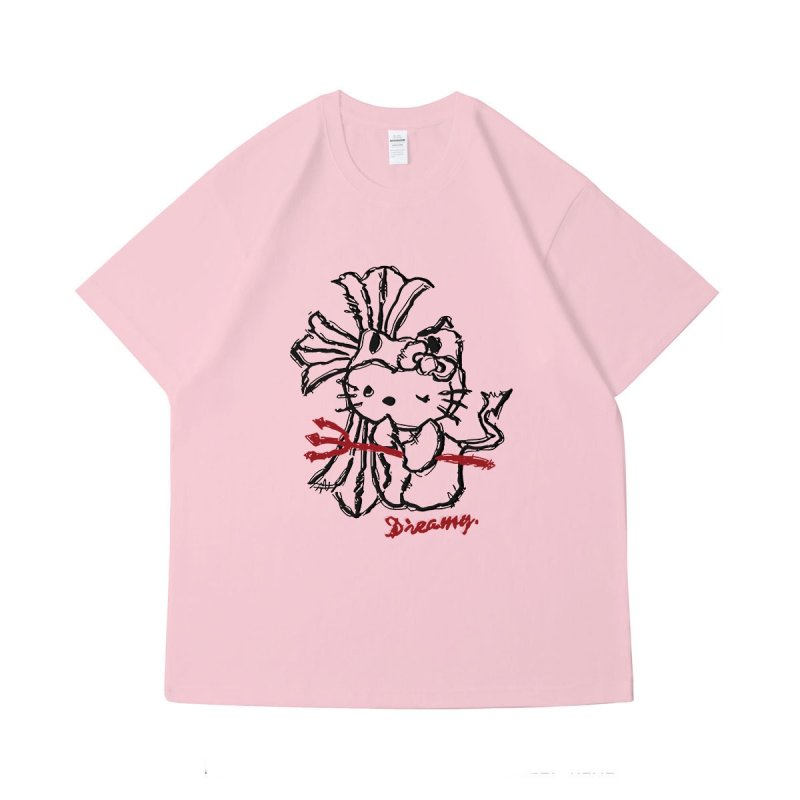 画像6: Hello Kitty x Cross Print round neck short sleeve T-shirt  ユニセックス 男女兼用 キティー×クロス プリントラウンドネック Tシャツ (6)