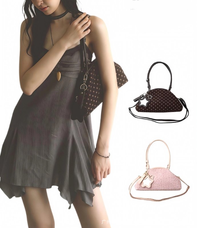 画像6: Leopard print polka dot dumpling tote shoulder underarm bag　 レオパードドットダンプリングトートショルダー アンダーアームバッグ (6)