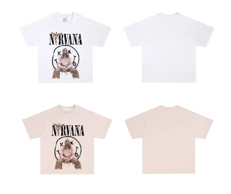 画像3: Nirvana Kurt Cobain & Smile Print round neck short sleeve T-shirt  ユニセックス 男女兼用ニルヴァーナカートコバーン&スマイルヴィンテージスタイル プリントラウンドネック Tシャツ (3)