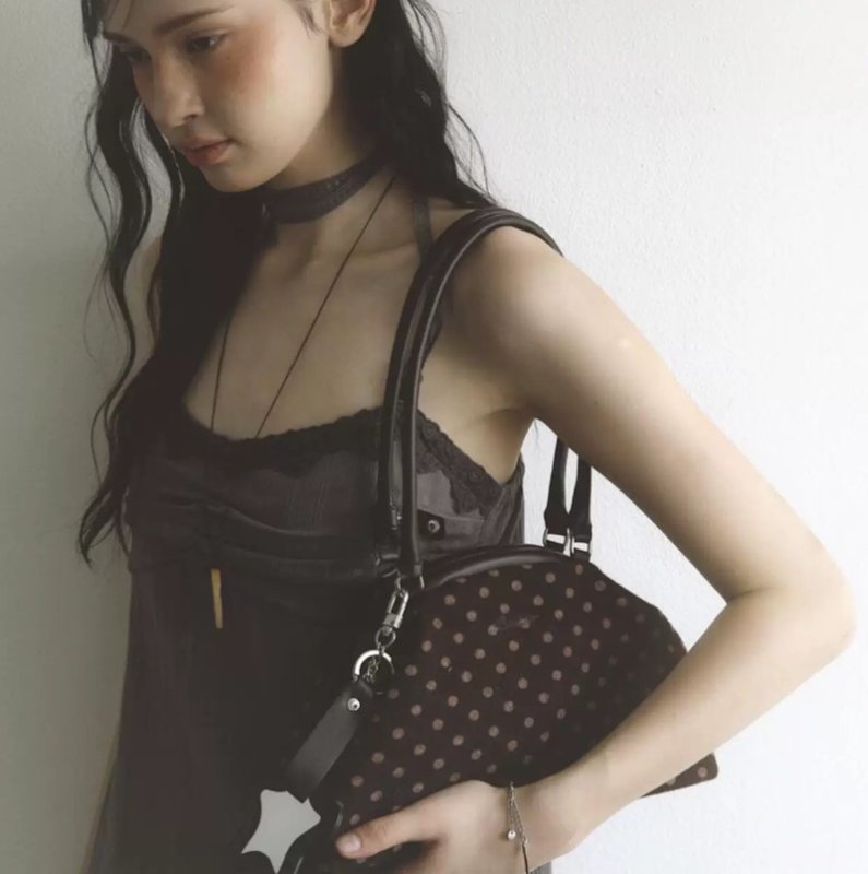画像7: Leopard print polka dot dumpling tote shoulder underarm bag　 レオパードドットダンプリングトートショルダー アンダーアームバッグ (7)
