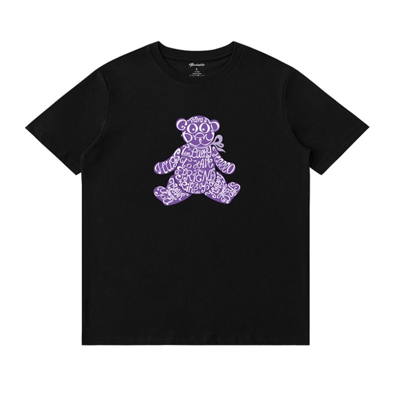 画像1: Alphabet Logo Bear Print round neck short sleeve T-shirt  ユニセックス 男女兼用アルファベットロゴベアプリントラウンドネック Tシャツ (1)
