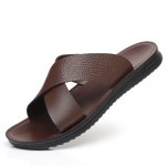 画像2: Unisex Leather Cross Design sandals/slippers 　ユニセックス男女兼用レザークロスデザインサンダルスリッパ (2)