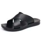 画像1: Unisex Leather Cross Design sandals/slippers 　ユニセックス男女兼用レザークロスデザインサンダルスリッパ (1)