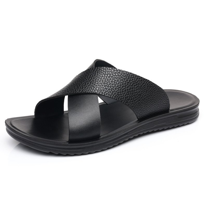 画像1: Unisex Leather Cross Design sandals/slippers 　ユニセックス男女兼用レザークロスデザインサンダルスリッパ (1)