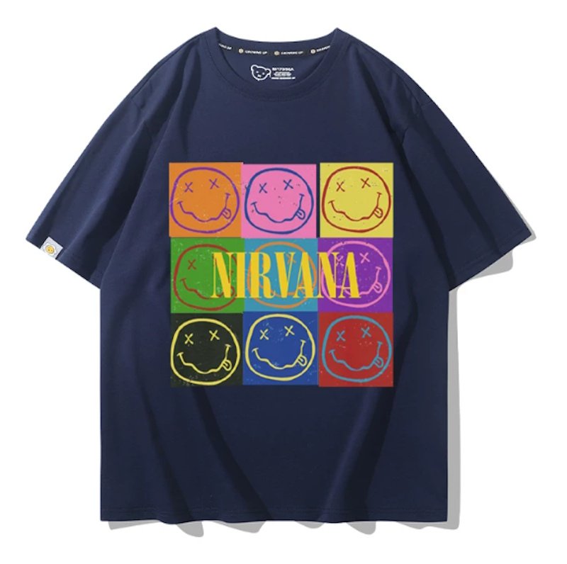 画像3: Unisex Nirvana x Box Smile vintage style Print T-Shirt 男女兼用ニルヴァーナ×ボックススマイル ヴィンテージスタイルプリント 半袖ラウンドネック Tシャツ ユニセックス 男女兼用 バンドT (3)