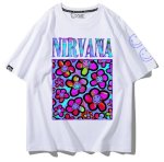 画像1: Unisex Nirvana x Smile Flower Print T-Shirt 男女兼用ニルヴァーナ×フラワースマイルプリント 半袖ラウンドネック Tシャツ ユニセックス 男女兼用 バンドT (1)