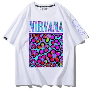 Unisex Nirvana x Box Smile vintage style Print T-Shirt 男女兼用