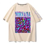 画像3: Unisex Nirvana x Smile Flower Print T-Shirt 男女兼用ニルヴァーナ×フラワースマイルプリント 半袖ラウンドネック Tシャツ ユニセックス 男女兼用 バンドT (3)
