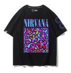 画像4: Unisex Nirvana x Smile Flower Print T-Shirt 男女兼用ニルヴァーナ×フラワースマイルプリント 半袖ラウンドネック Tシャツ ユニセックス 男女兼用 バンドT (4)