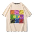 画像4: Unisex Nirvana x Box Smile vintage style Print T-Shirt 男女兼用ニルヴァーナ×ボックススマイル ヴィンテージスタイルプリント 半袖ラウンドネック Tシャツ ユニセックス 男女兼用 バンドT (4)