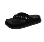 画像1: Star-studded square-toe platform thong sandals shoes  スタースタッズスクエアトゥプラットフォームトングサンダル  スリッパ  シューズ　 (1)