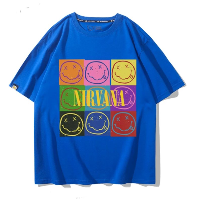 画像1: Unisex Nirvana x Box Smile vintage style Print T-Shirt 男女兼用ニルヴァーナ×ボックススマイル ヴィンテージスタイルプリント 半袖ラウンドネック Tシャツ ユニセックス 男女兼用 バンドT (1)