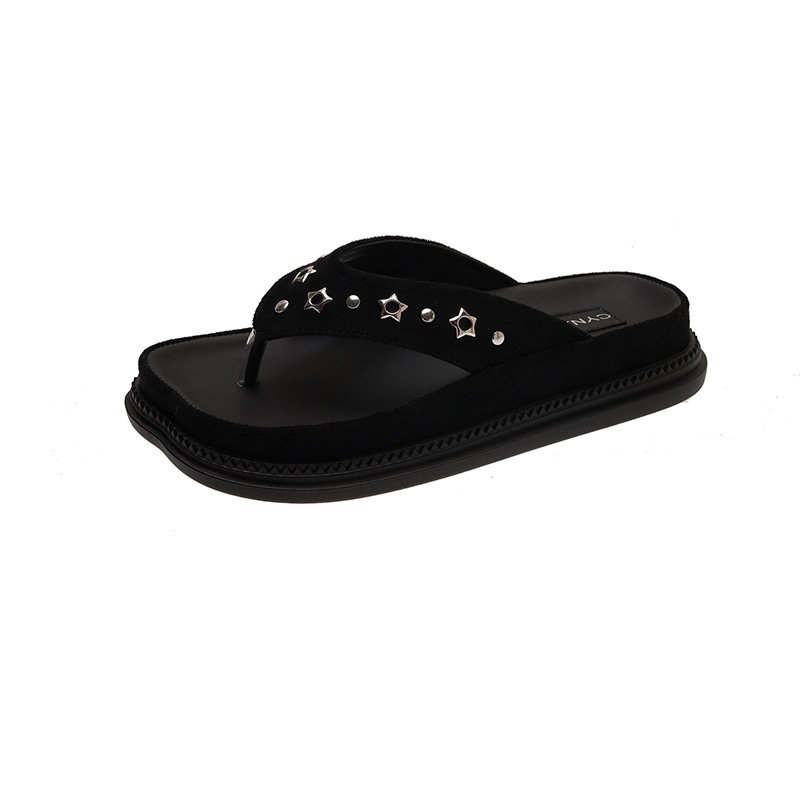 画像5: Star-studded square-toe platform thong sandals shoes  スタースタッズスクエアトゥプラットフォームトングサンダル  スリッパ  シューズ　 (5)