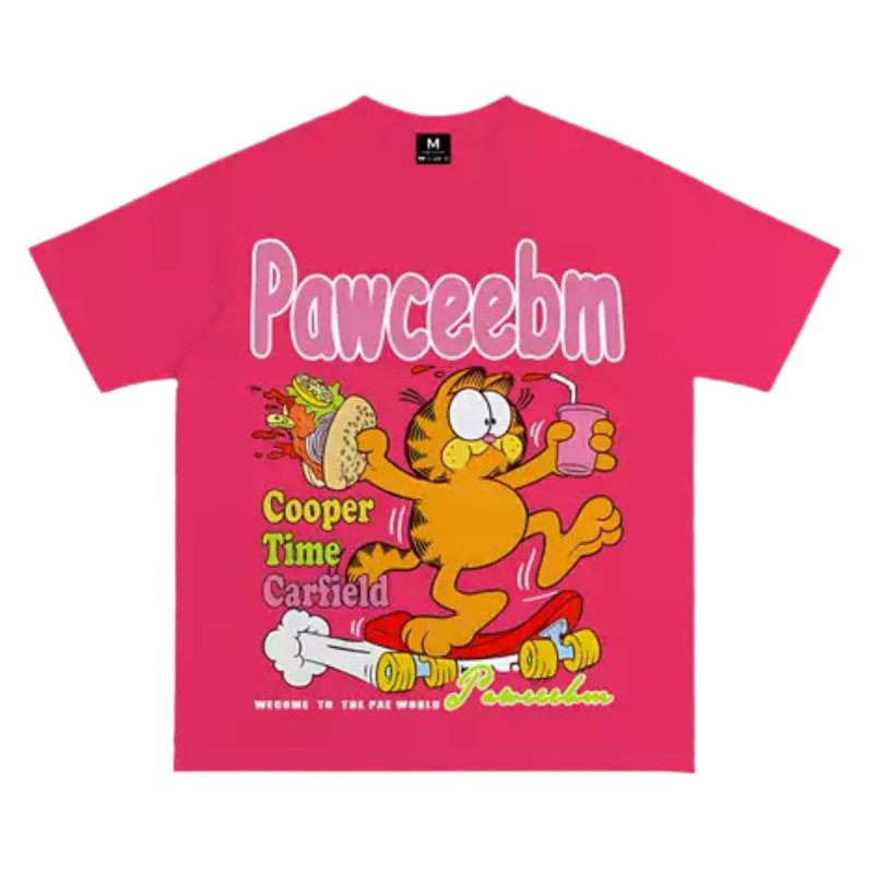 画像2: Unisex Cooper Time Carfield Garfield  Print Short Sleeve T-Shirt  ガーフィールド プリント 半袖ラウンドネック Tシャツ ユニセックス 男女兼用 (2)