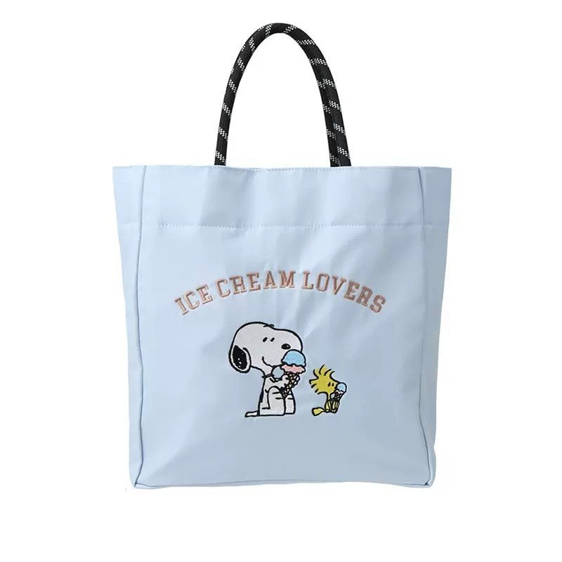 画像1: Snoopy embroidered large capacity tote commuter shopping eco bag　スヌーピー刺繍大容量ハンドバッグトートバッグ通勤ショッピングエコバッグ (1)